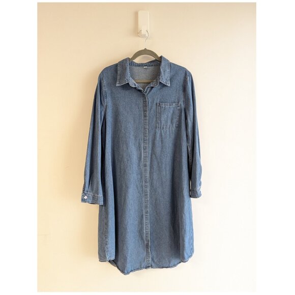 Denim button down shirt dress - Picture 1 of 7